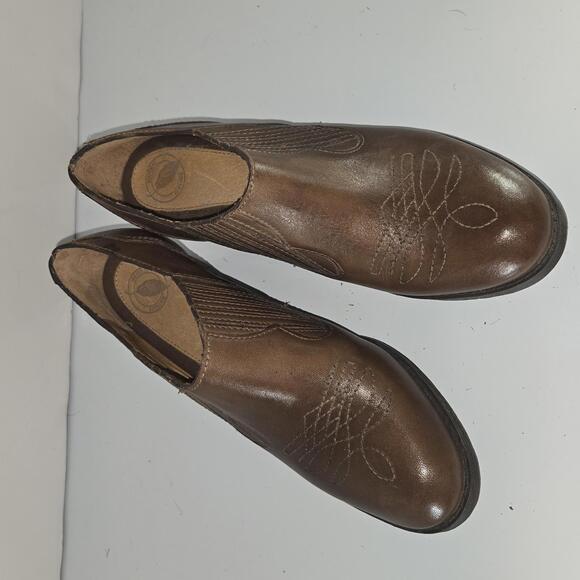 0504 Nurture by Lamaze Brown Leather Ankle Cowboy Boot Booties Shoes Size 8.5 - Picture 1 of 10